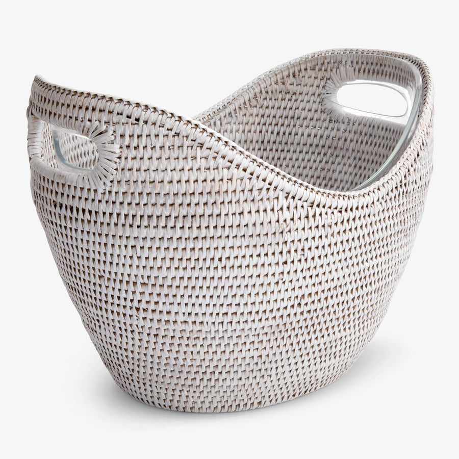 Rattan Champagne Bucket Oval White Front