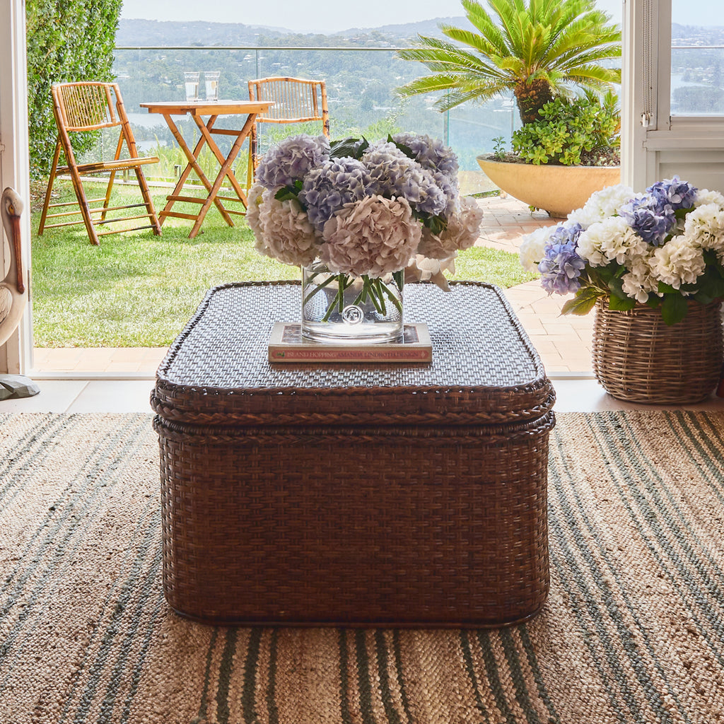 Rattan Coffee Table Chest Brown