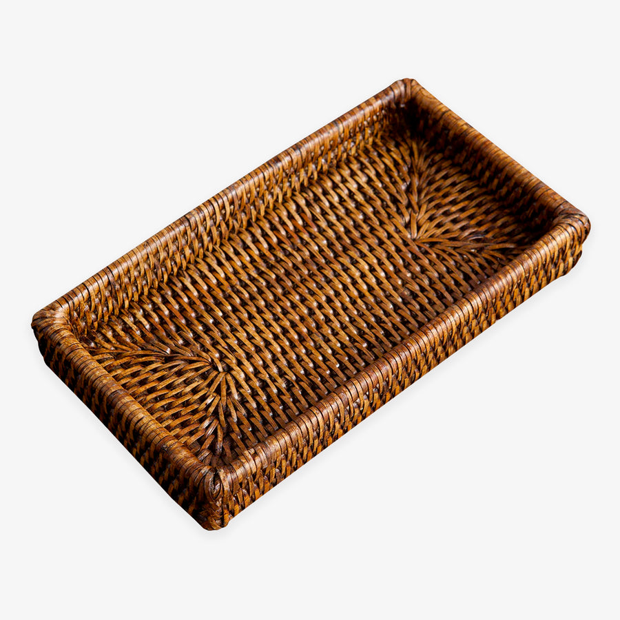 Rattan Tray Caddy Brown Front
