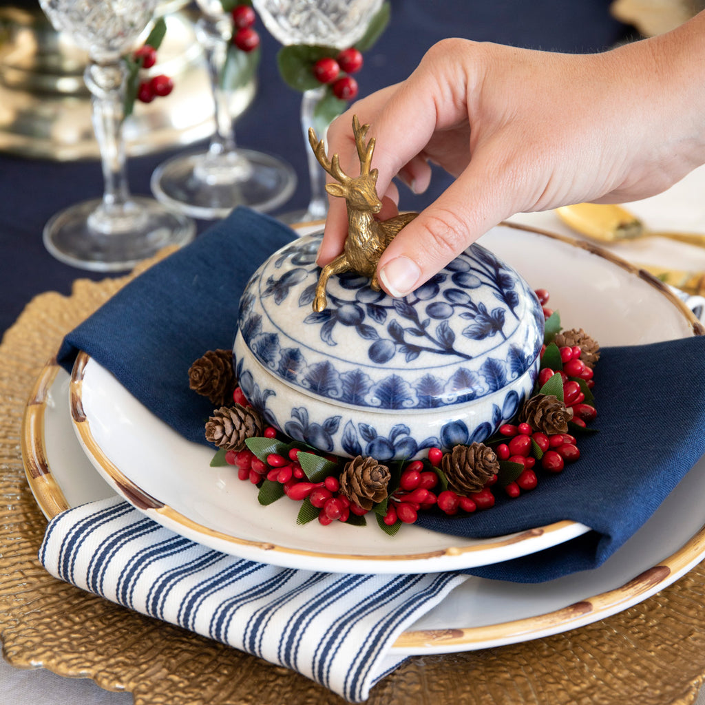 Red Berry & Pine Cone Candle Ring Styled