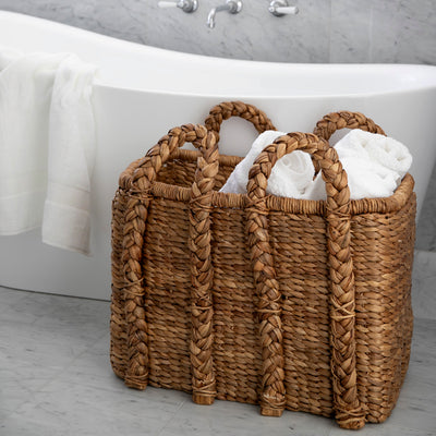 Water Hyacinth Baskets With Handles Rectangular Styled