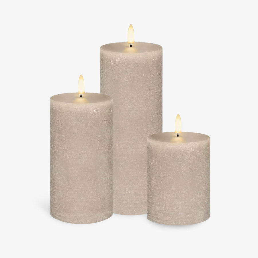 Sandstone Pillar Flameless Candles Grouped