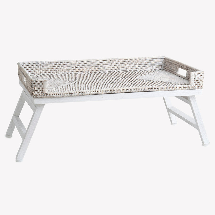 Rattan Breakfast Tray With Feet White