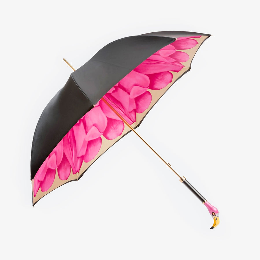 Umbrella Black & Pink Flamingo
