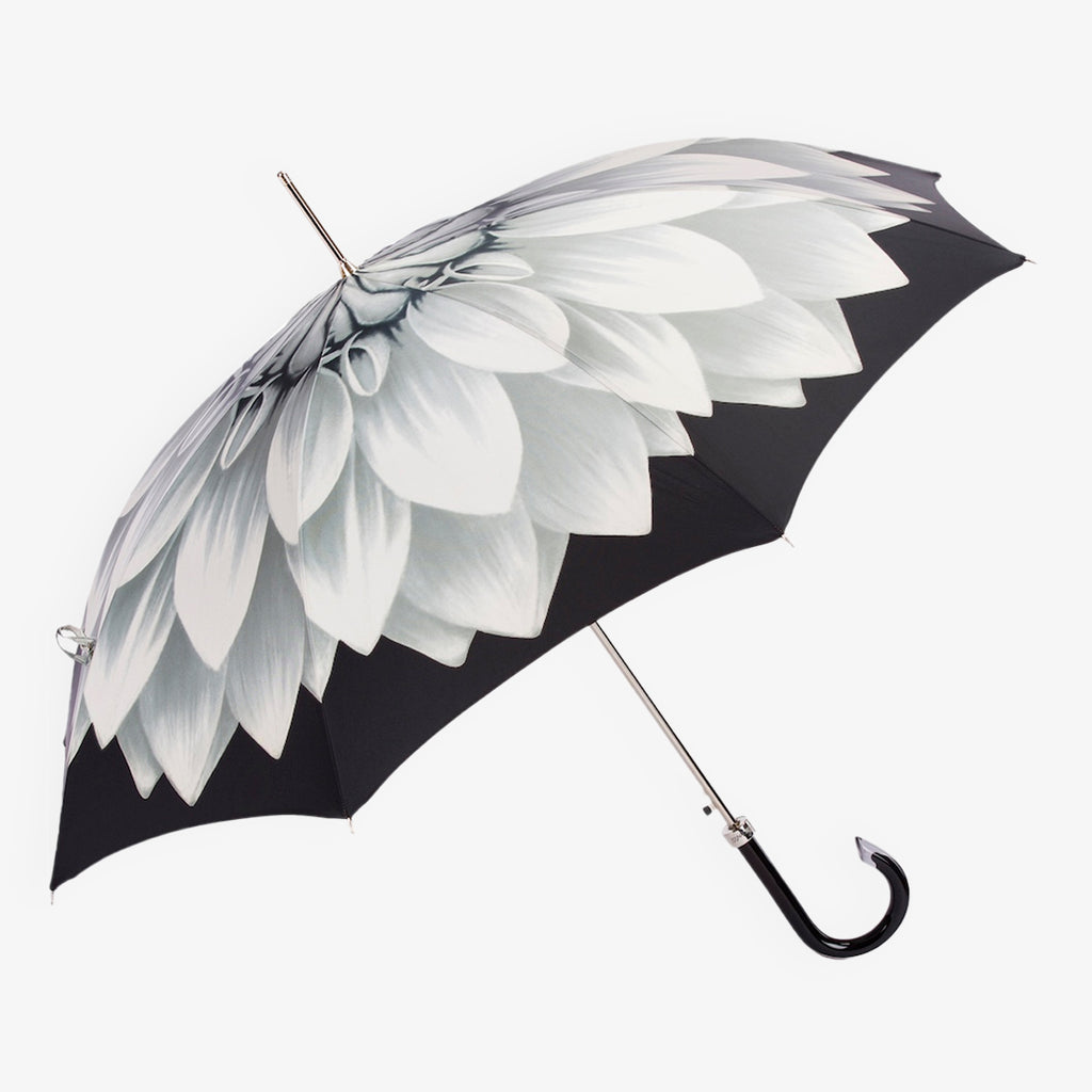 Umbrella Black With White Flowers