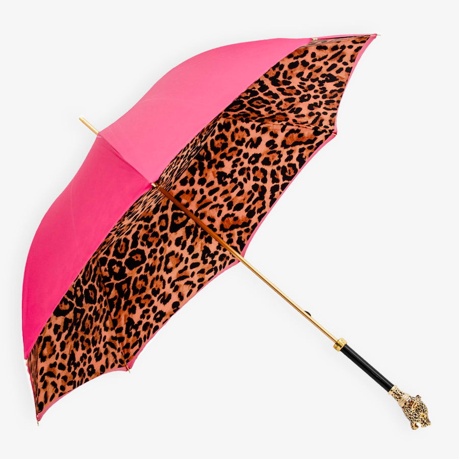 Umbrella Pink With Leopard Print