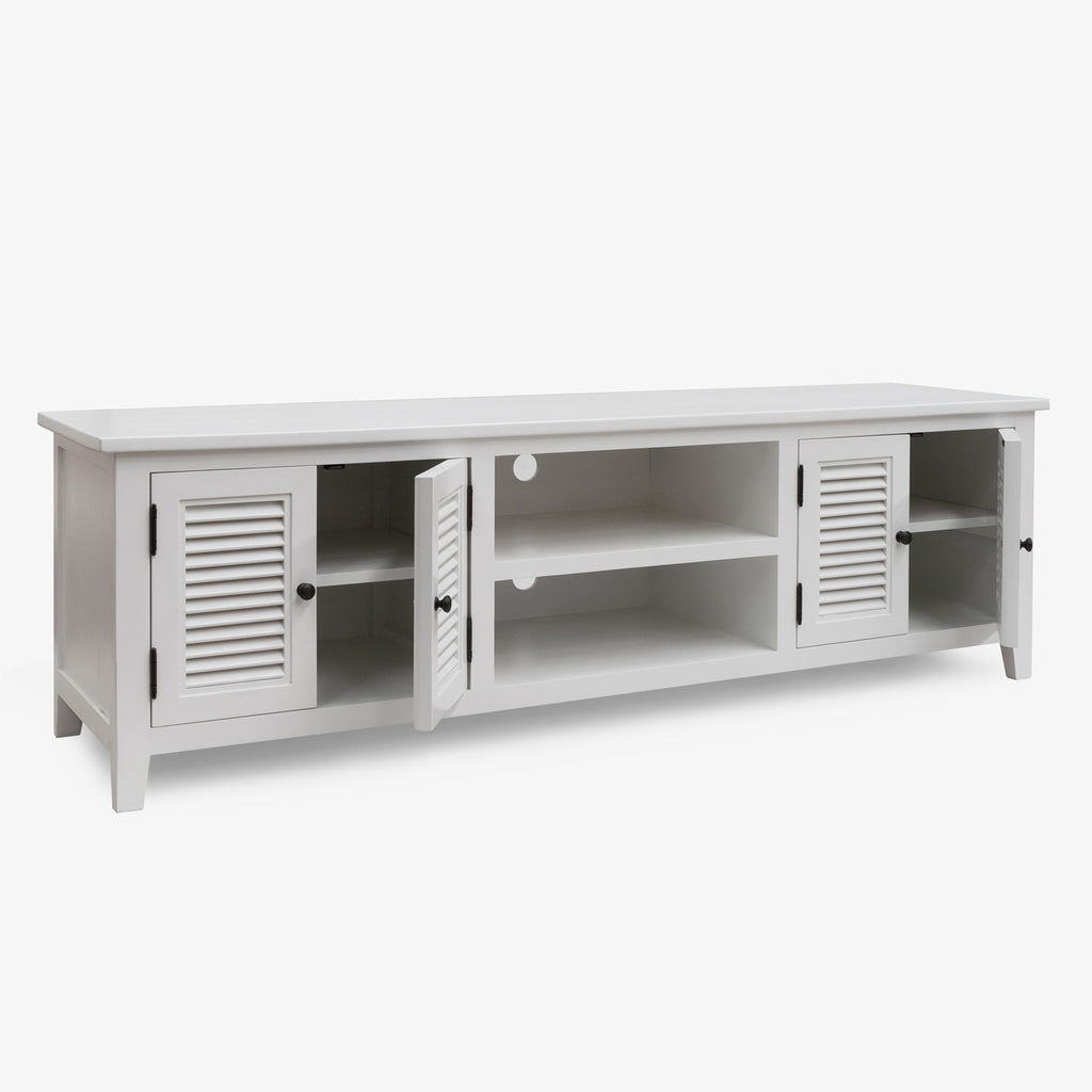 White Four Door TV Cabinet Open