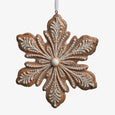 White Brown Snowflake Ornament Gingerbread Front