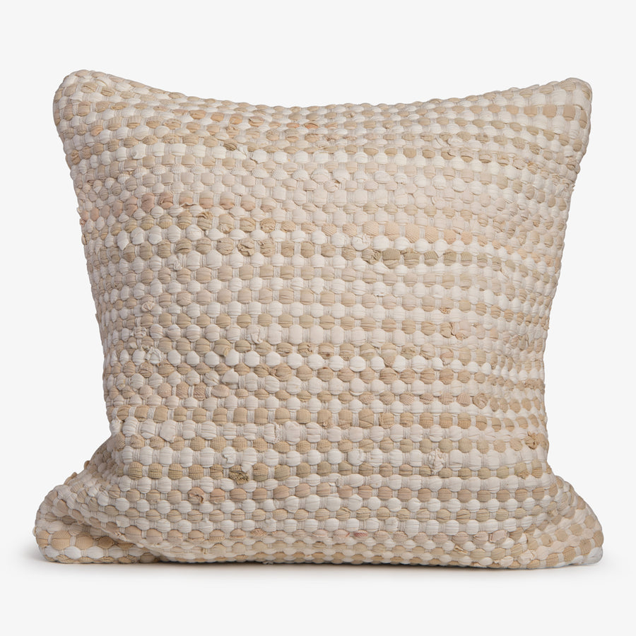 White Woven Cotton Cushion Front