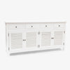 White Four Drawer Door Louvre Oak Sideboard Front