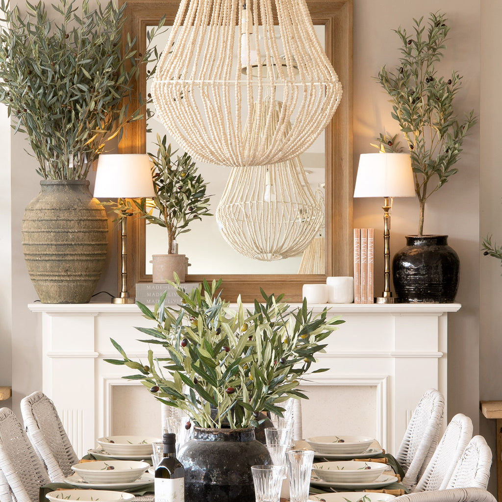 Bamboo Lamp Antique Brass Styled On Mantle