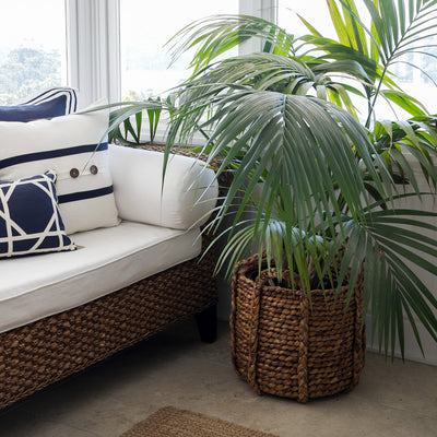 Water Hyacinth Basket With Handles Round Styled 1