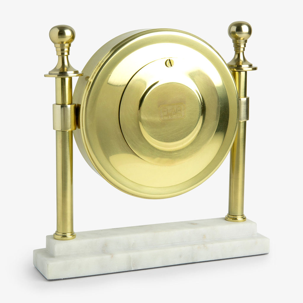 Brass Round Clock With Marble Base