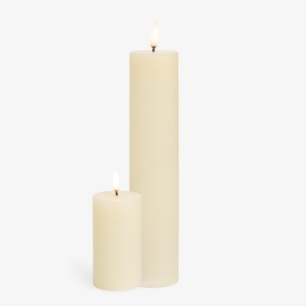 Classic Ivory Lux Flameless Candles 5cm Wide Grouped