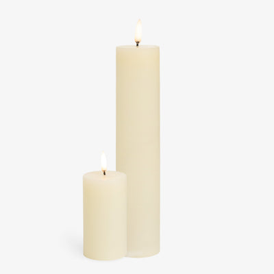 Classic Ivory Lux Flameless Candles 5cm Wide Grouped