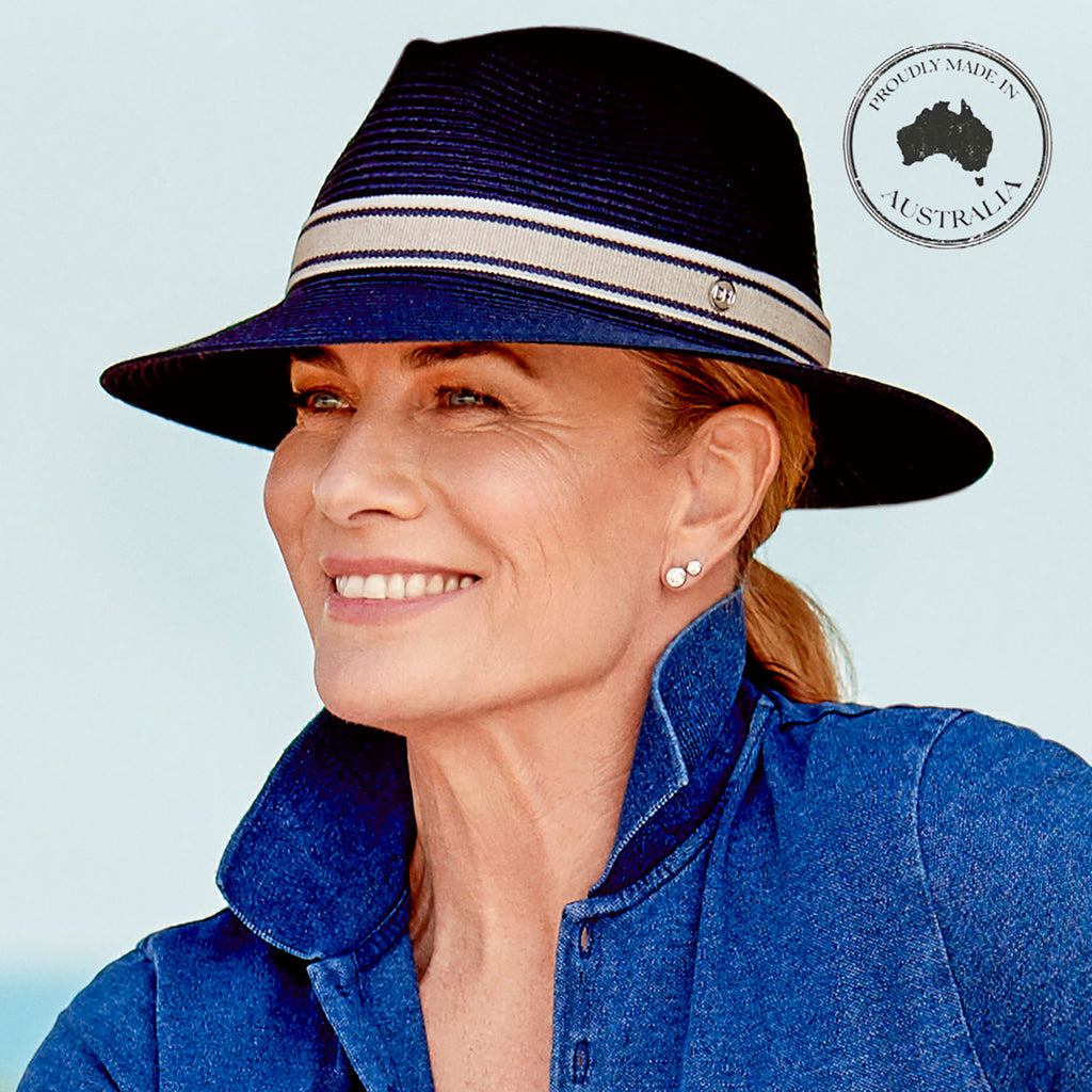 Deborah Hutton Fedora Hat Huntingdale Navy Styled One
