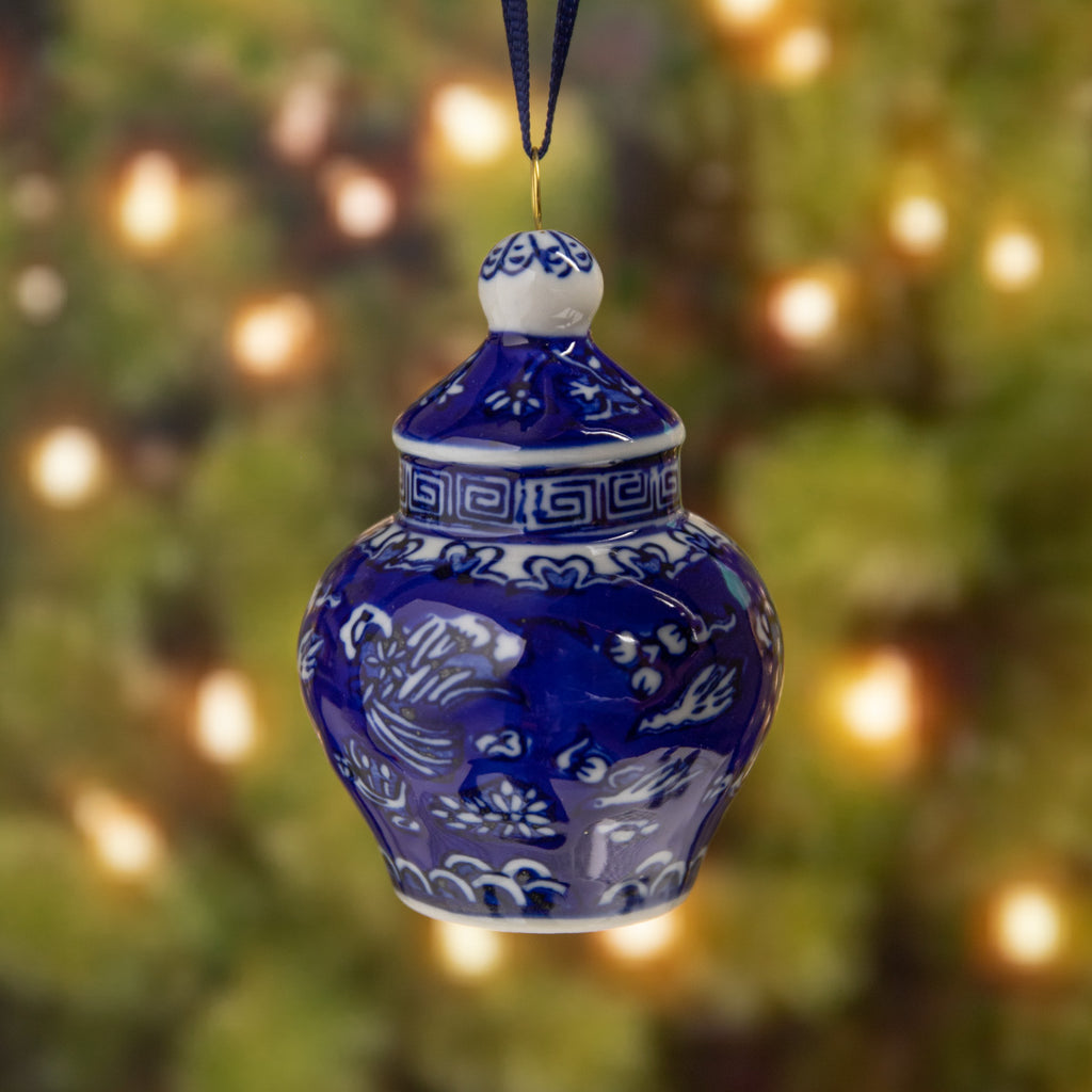 Dynasty Ginger Jar Christmas Ornament Dark Blue Set Of Six