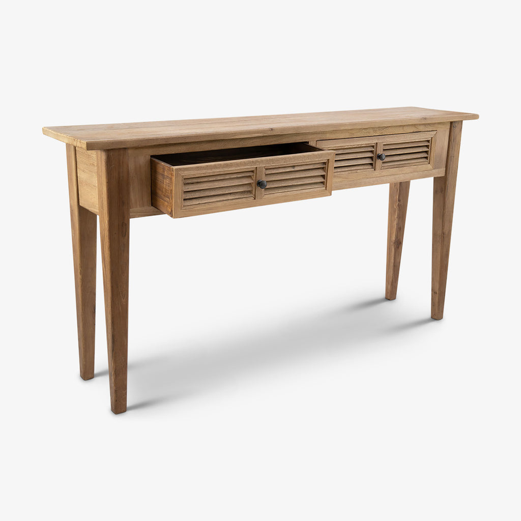 Elm Louvre Two Drawer Console Table