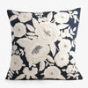 Embroidered White Flowers On Navy Cushion 50 x 50cm Front