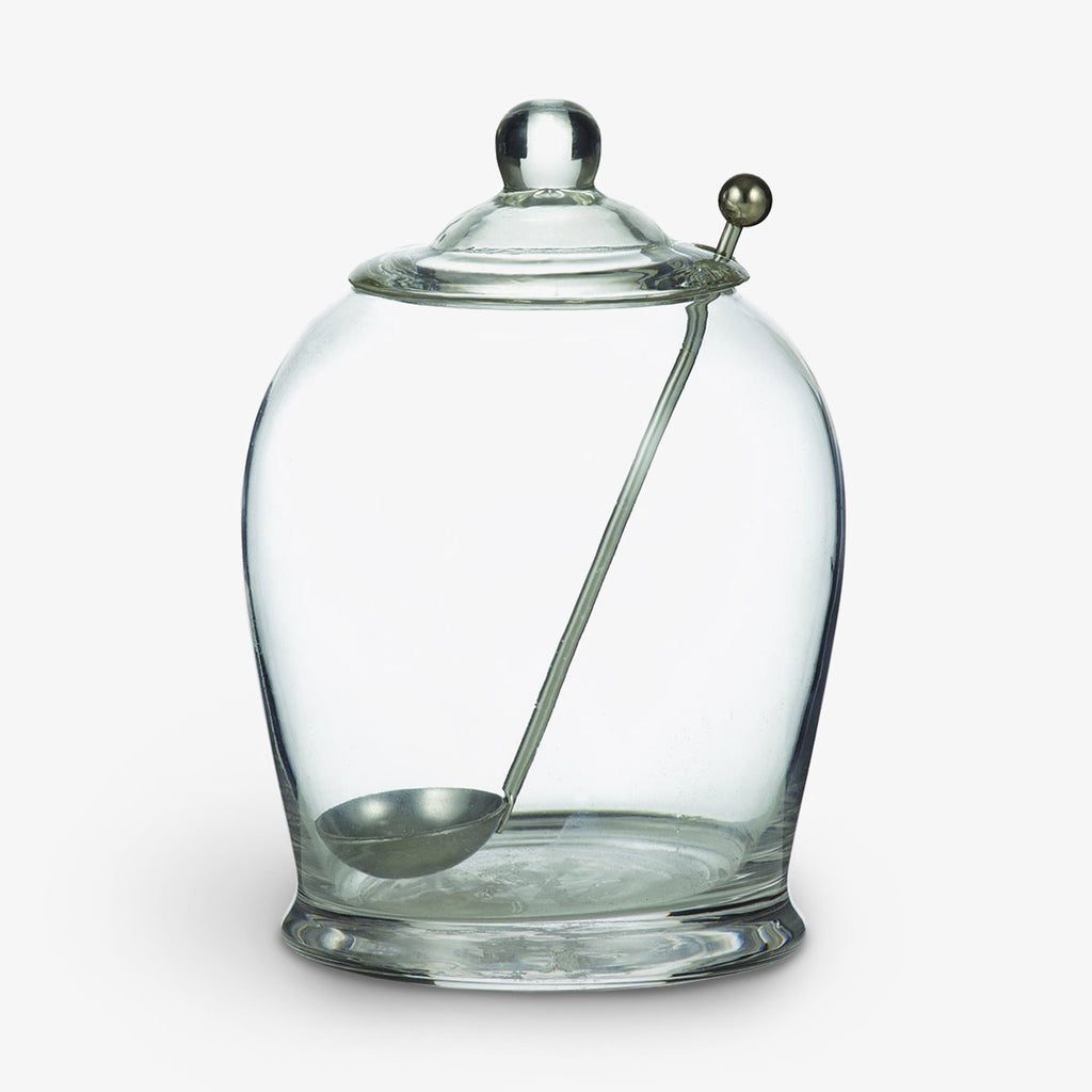 Glass Olive Jar With Metal Spoon