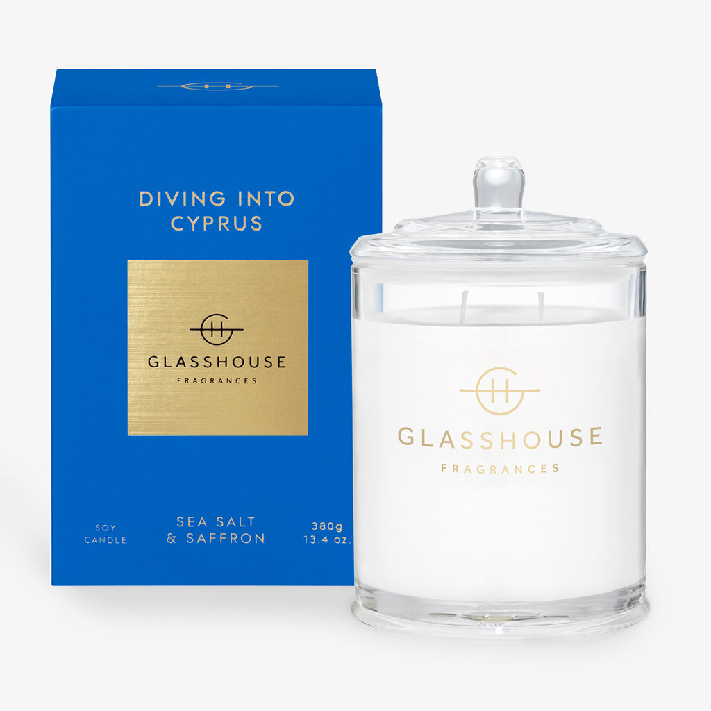 Glasshouse Candle Diving Into Cyprus (Sea Salt & Saffron)