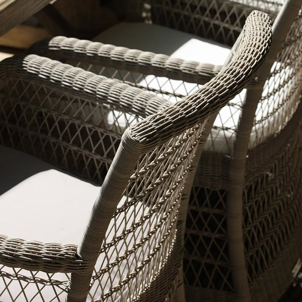 close up of Hampton Outdoor Dining Chair wicker effect weave