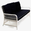 Hampton Outdoor 3 Seater Sofa White With Navy