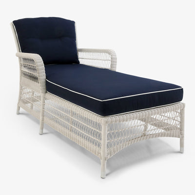 Hampton Outdoor Chaise Lounge White With Navy