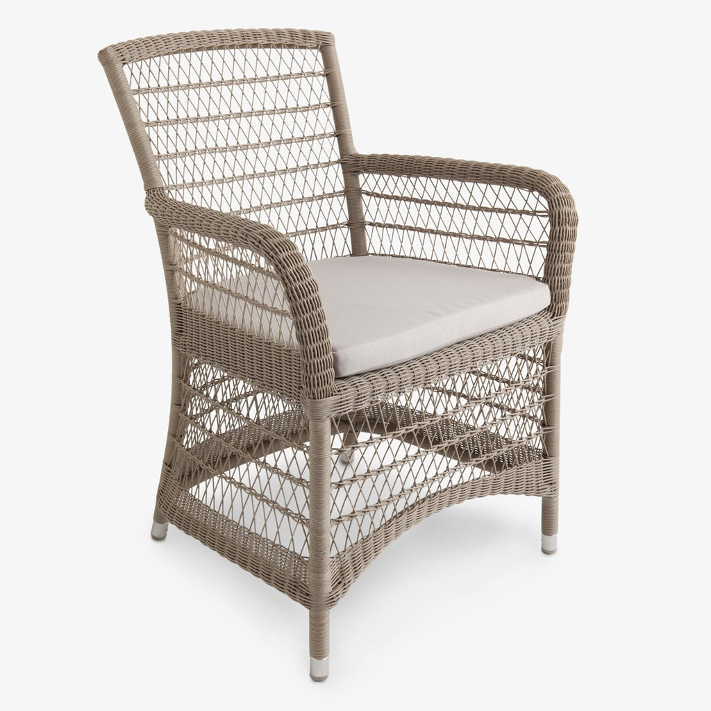 Hampton Outdoor Dining Chair in Stone with Ecru seat cushion