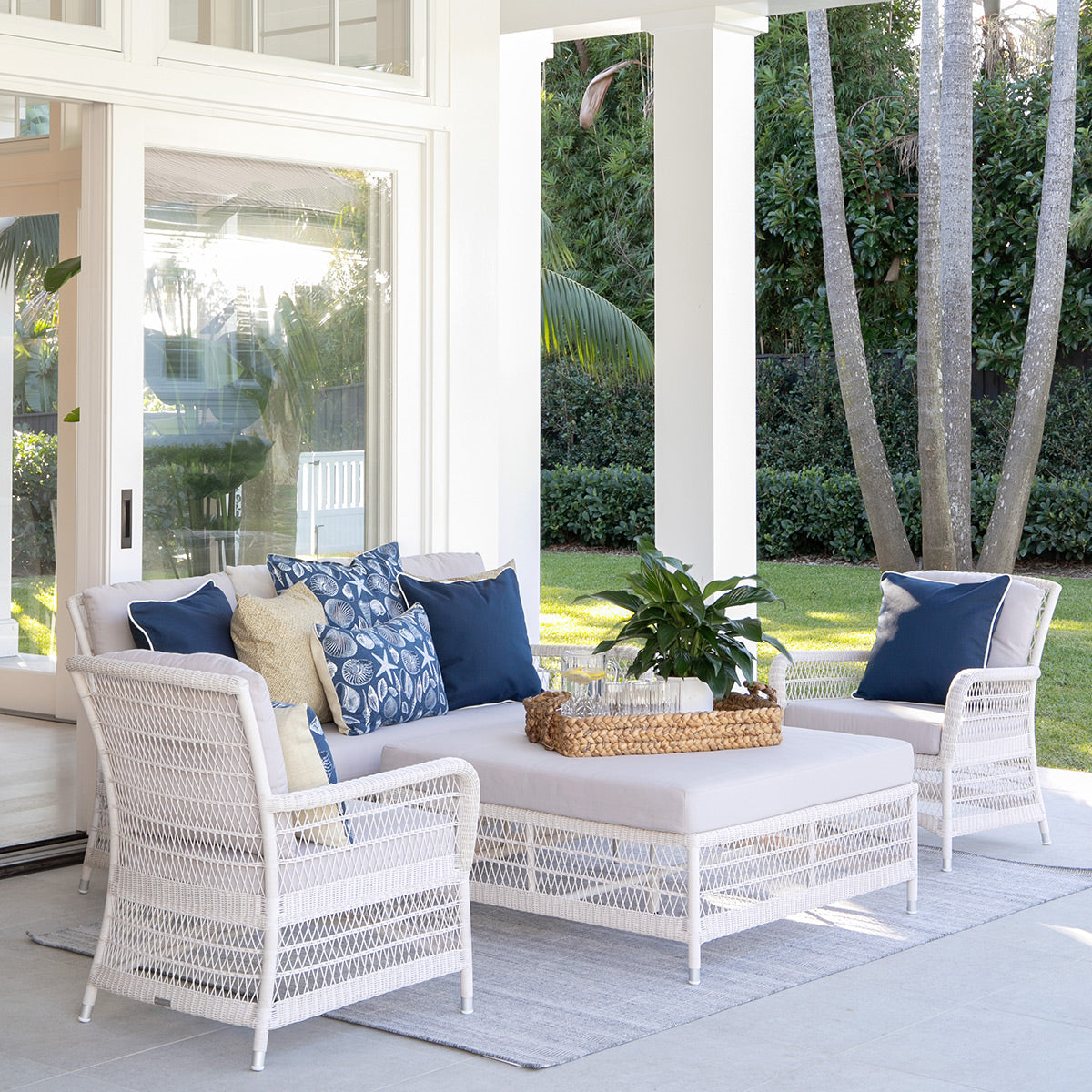 Hampton Style Seater Outdoor Sofa (White) - Main Image