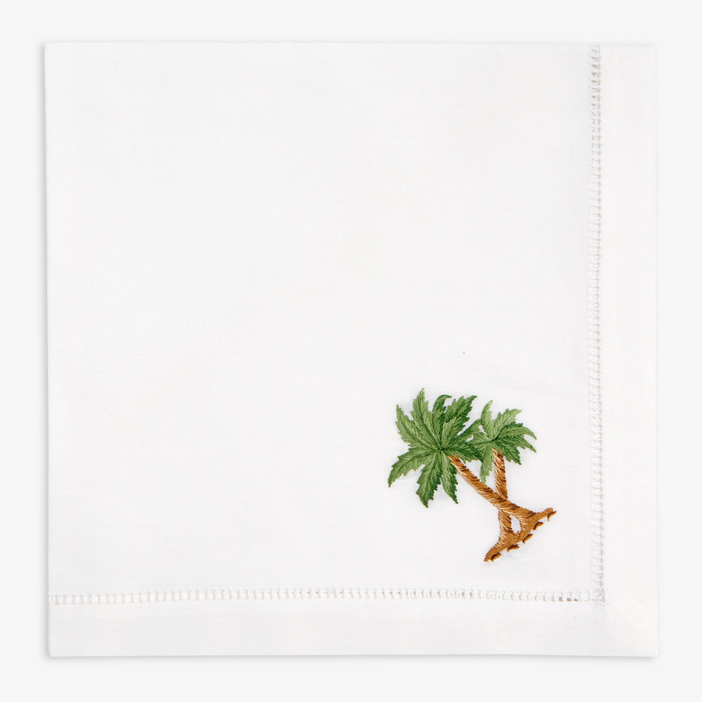 Hand Embroidered Hemstitched Napkin Palm Tree