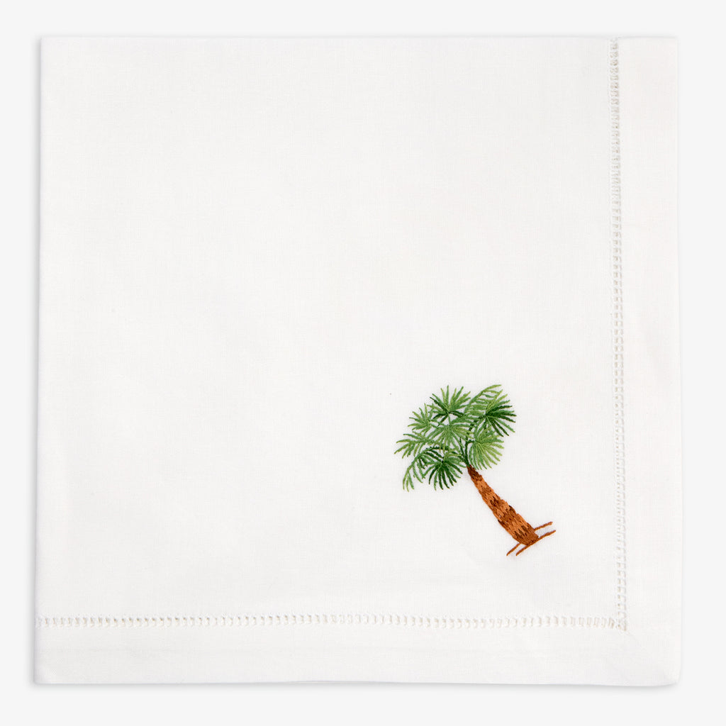 Hand Embroidered Hemstitched Napkin Palm Two
