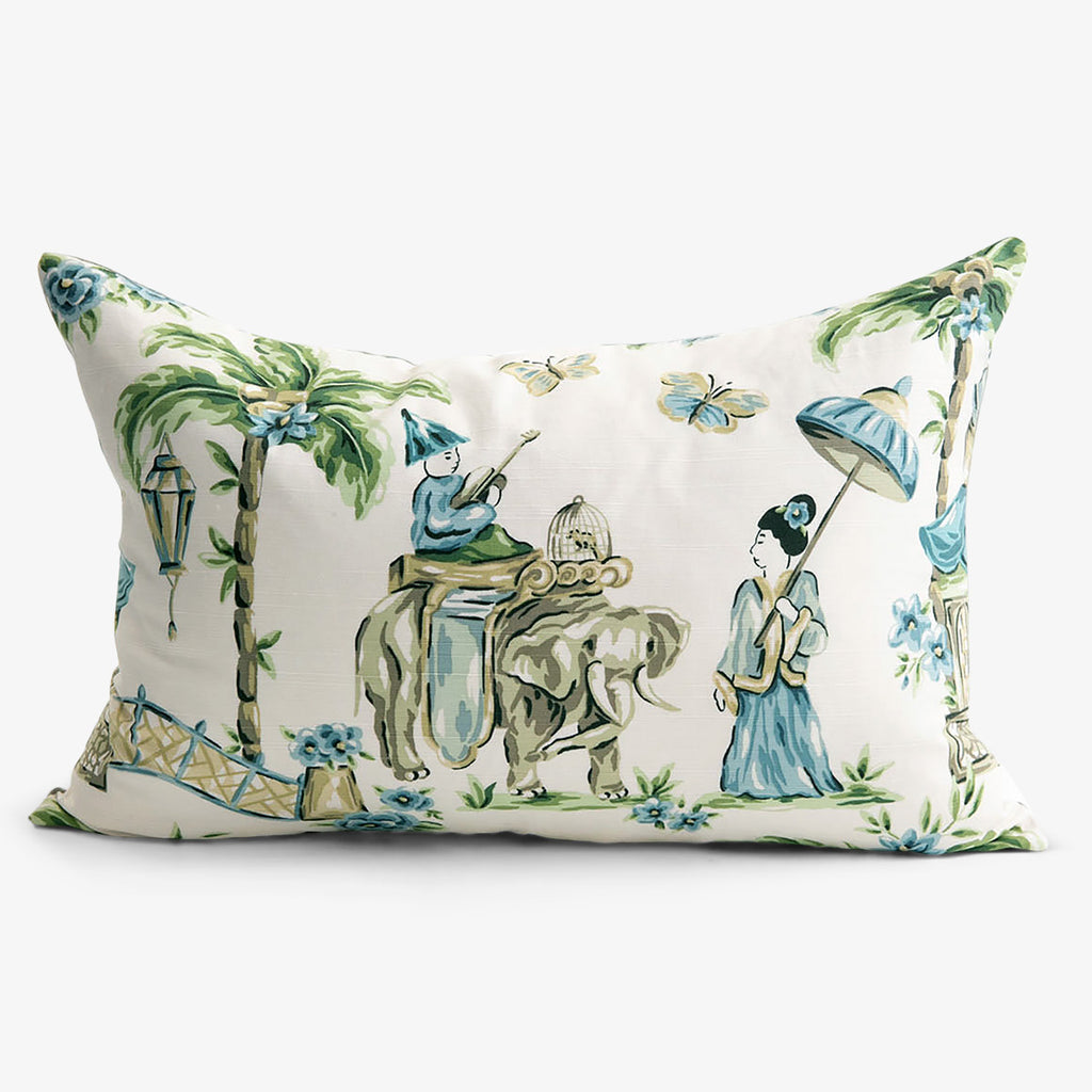 Lady Elephant Cushion Cover With Flax Back Rectangular