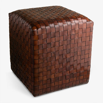 Leather Woven Ottoman