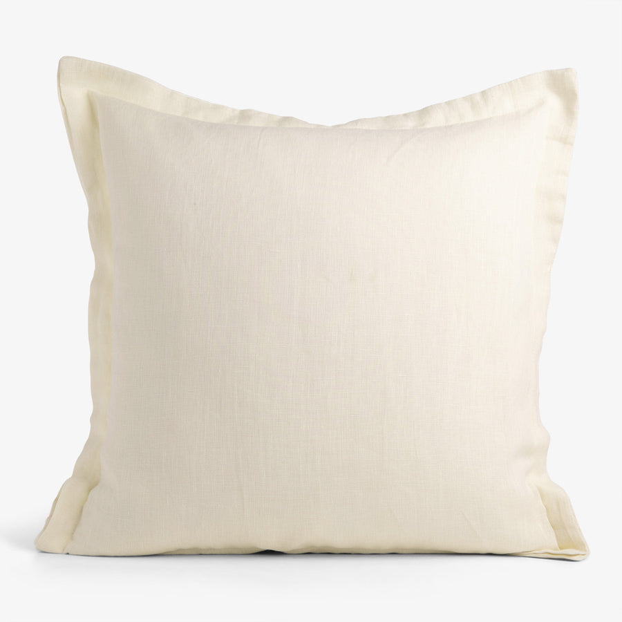 Linen Double Flange Cushion Off White 50 x 50cm