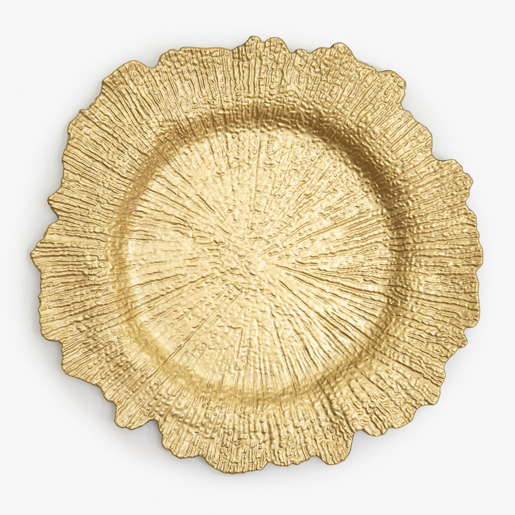 Lotus Leaf Sunburst Charger Plate Placemat Round Gold Alfresco Emporium