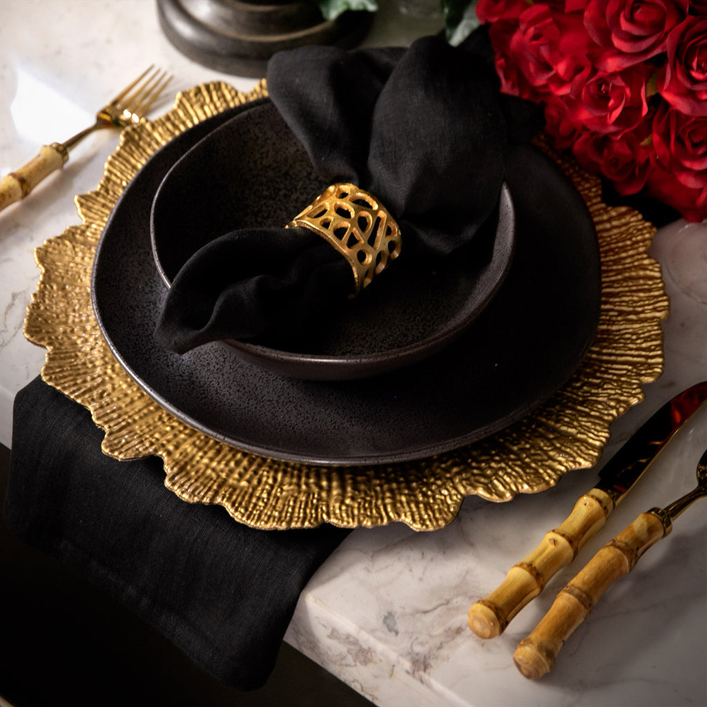 Lotus Leaf Sunburst Charger Plate Placemat Round Gold Alfresco Emporium