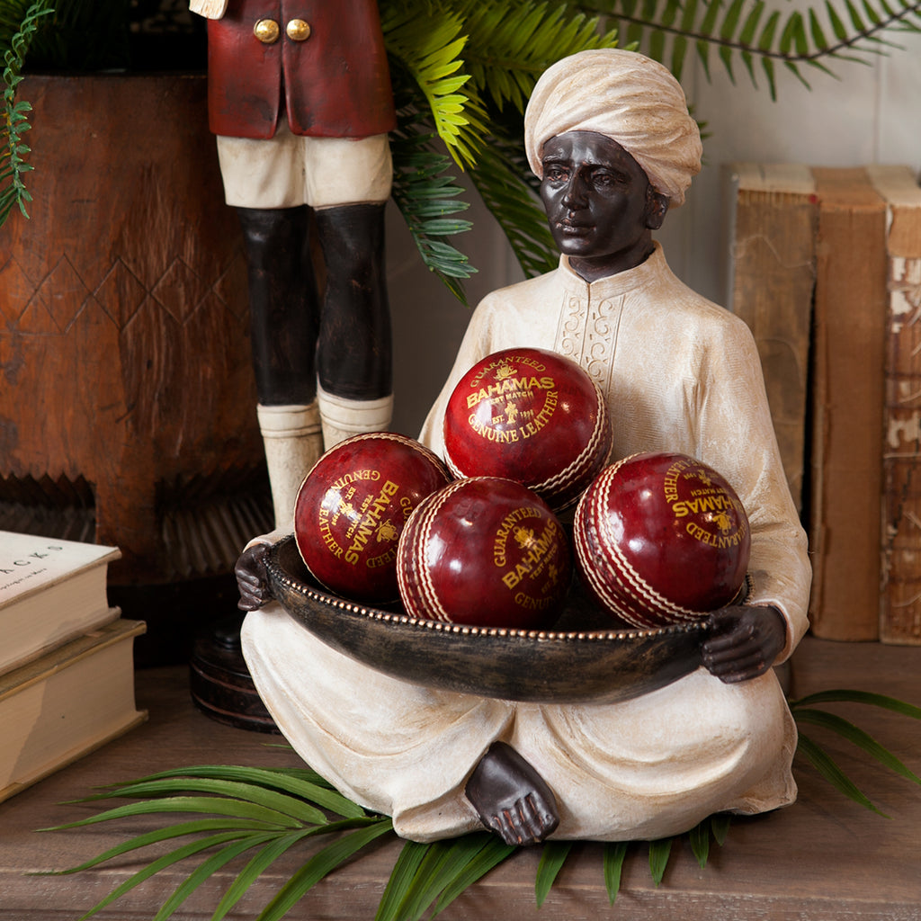 Man Holding Bowl Cricket Balls