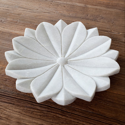 Marble Lotus Plates Styled On Timber