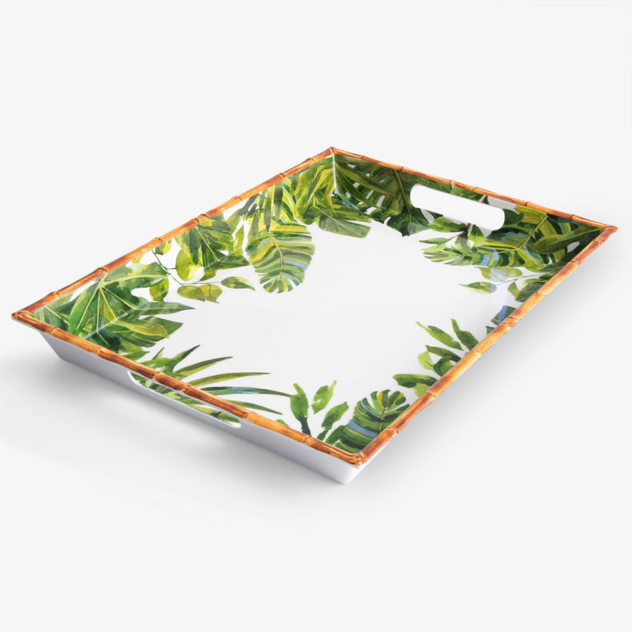 Melamine Platter Green Leaves