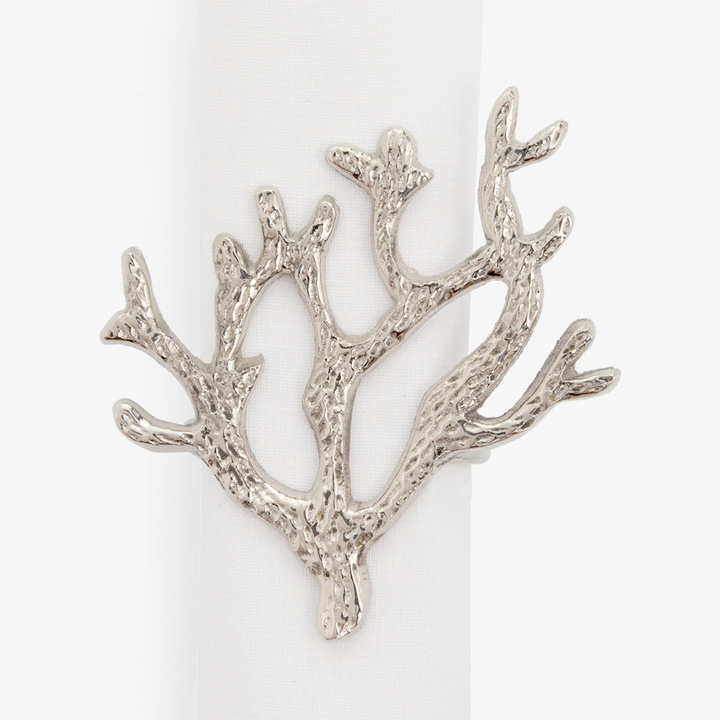 Napkin Ring Metal Coral Silver
