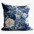 Navy Floral Cushion With Oatmeal Back 50 x 50cm