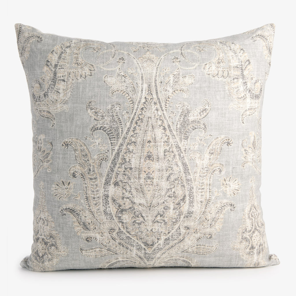 Nikita Faded Blue Paisley Cushion With Off White Back 50 X 50cm Front