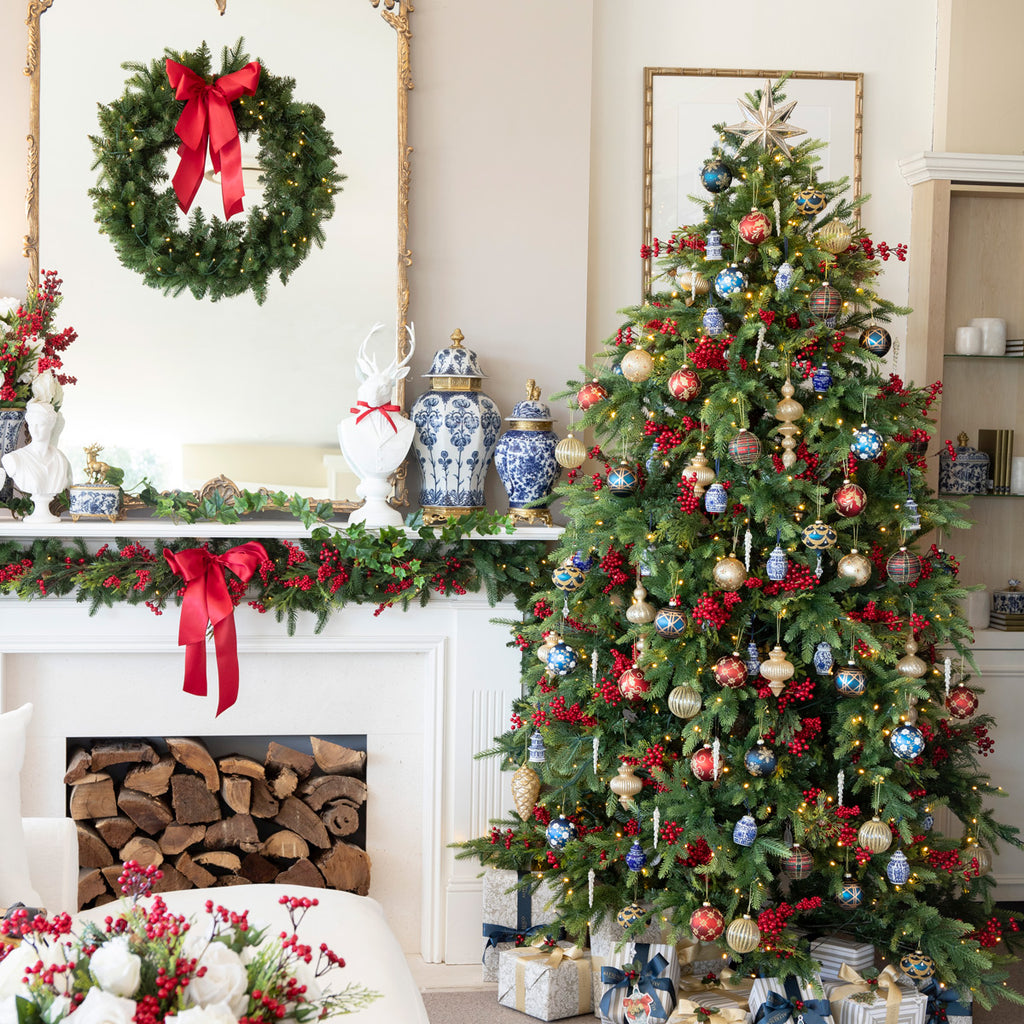 Slim Vermont Pre-Lit Wreaths Lights On Styled