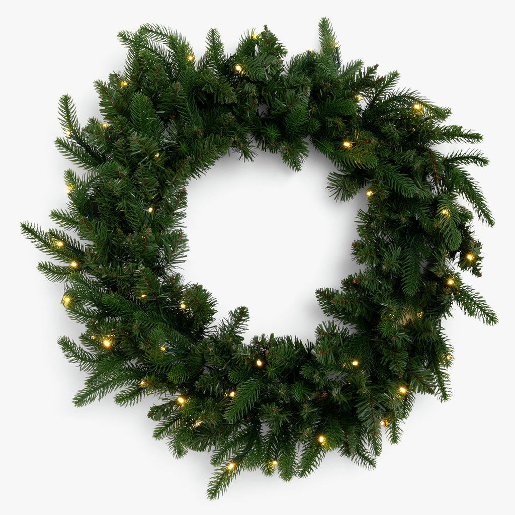 Slim Vermont Pre-Lit Wreaths Large Lights On