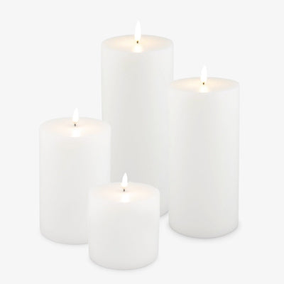 Nordic White Lux Flameless Candles 10cm Wide Grouped