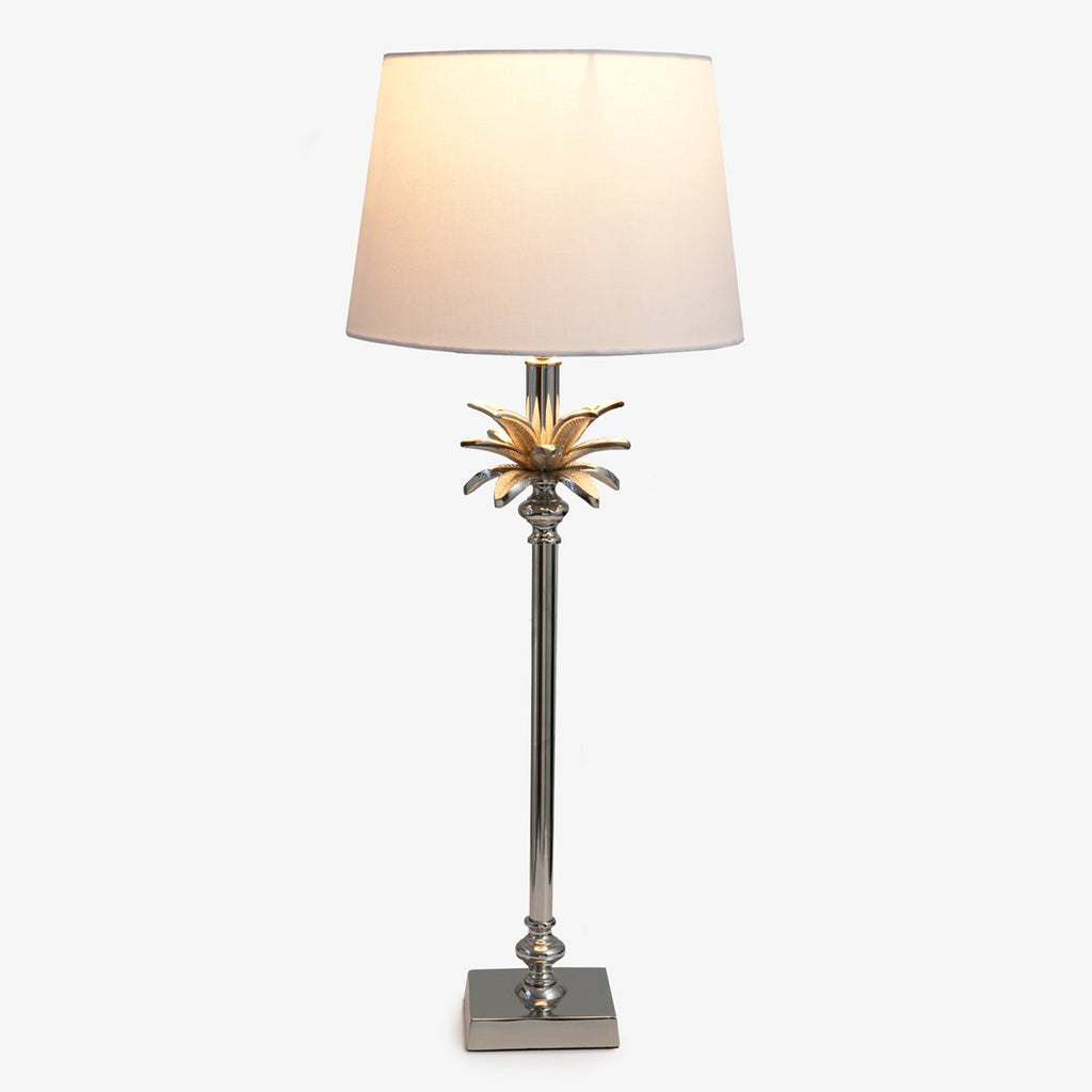 Palm Lamp Silver: White Shade On