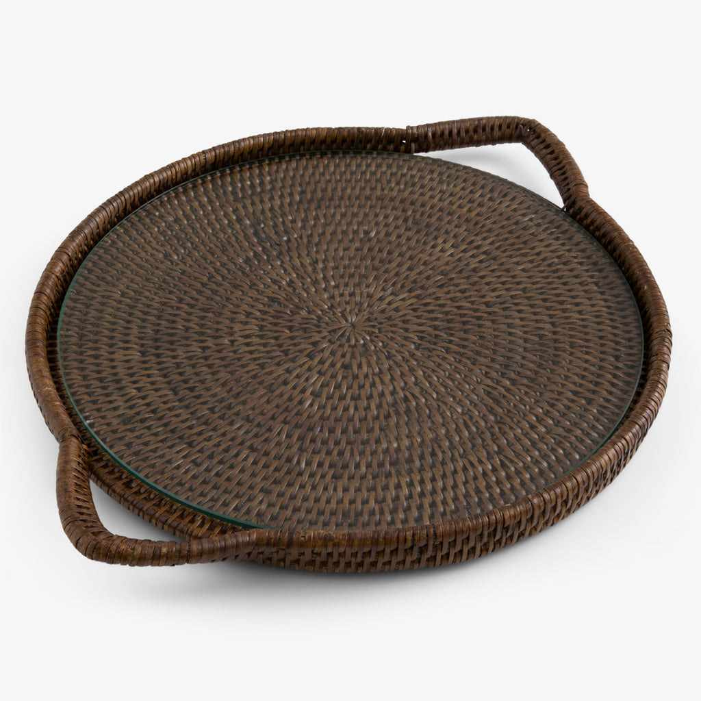 Rattan Cheese Tray Brown 31cm
