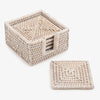 Rattan Coaster Set Square White