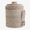 Rattan Ice Bucket with Tong White